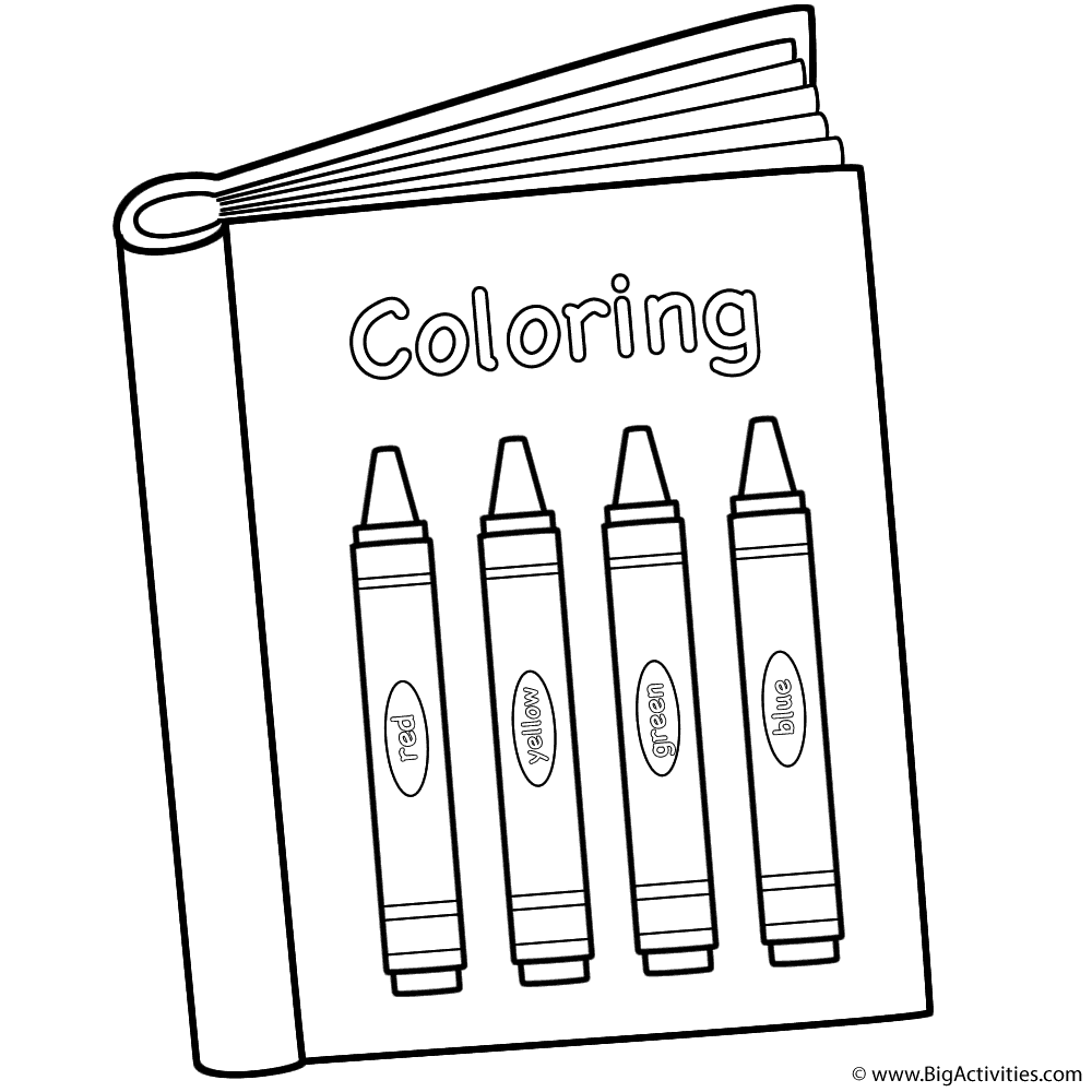 Coloring Book with Crayons - Coloring Page (100th Day of School)