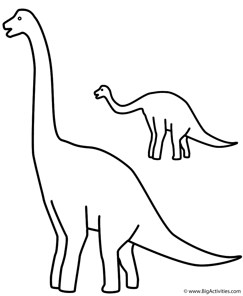 Brachiosaurus with baby - Coloring Page (Birthday)