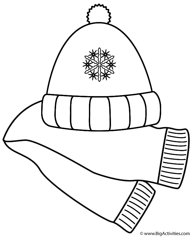 Scarf and Winter Hat - Coloring Page (Christmas)