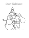 snowman with santa and christmas tree