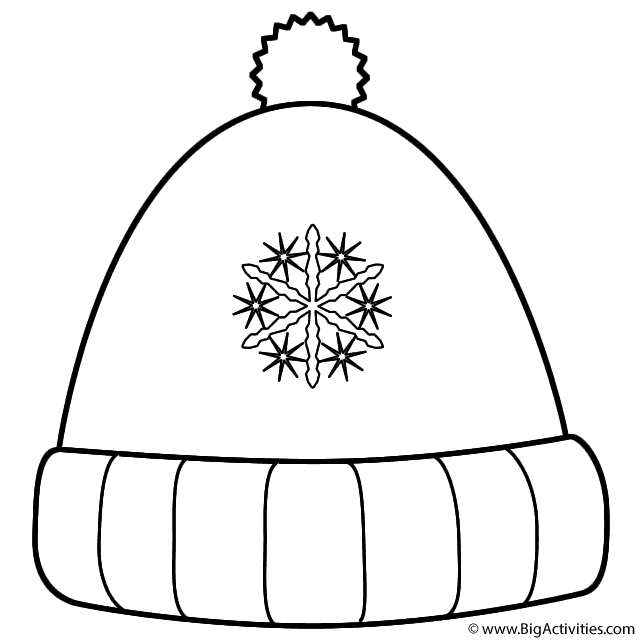 Winter Hat with Snowflakes Coloring Page (Clothing)