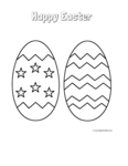two easter eggs with stars and patterns