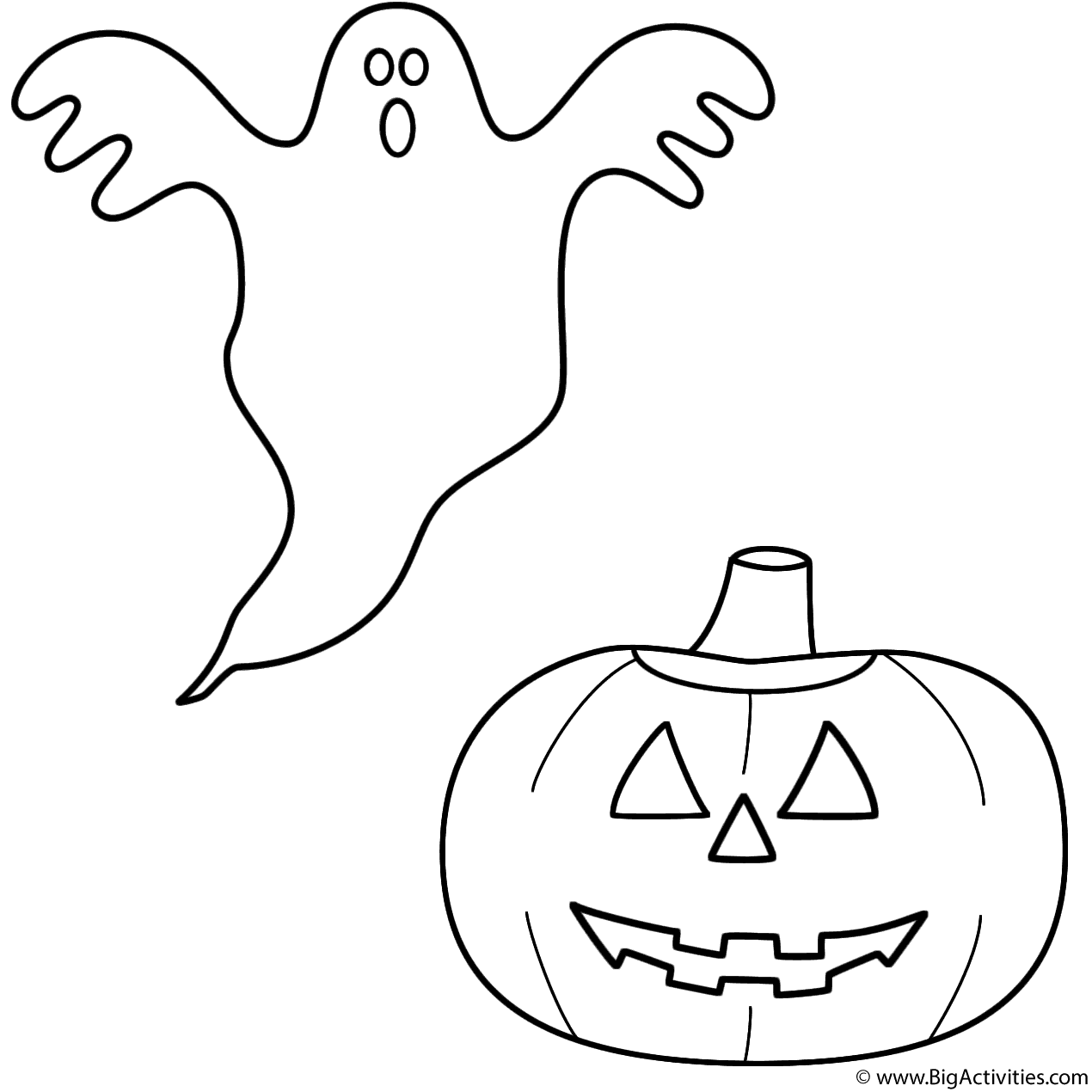 Ghost with pumpkin/jack-o-lantern - Coloring Page (Halloween)