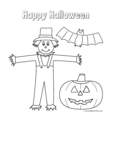 scarecrow with pumpkin/jack-o-lantern and bat