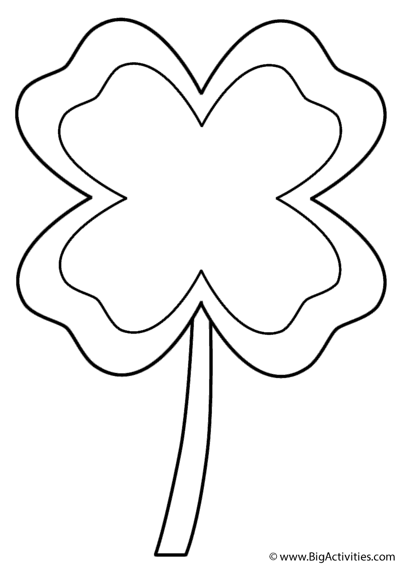 Four Leaf Clover with border - Coloring Page (St. Patrick's Day)