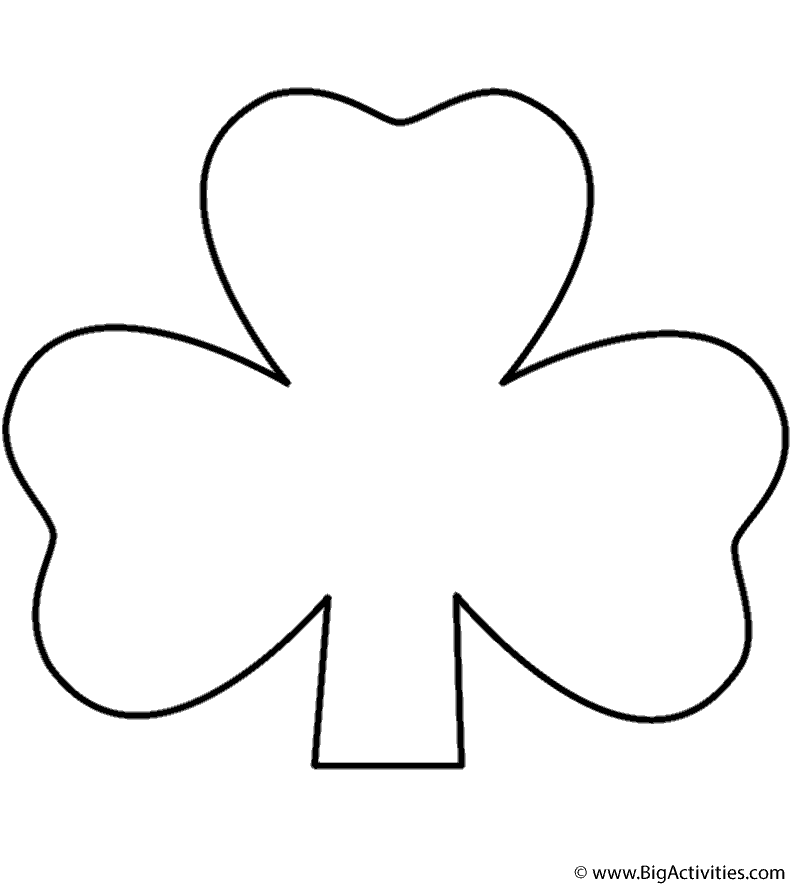 Three Leaf Clover with short stem Coloring Page (St. Patrick's Day)
