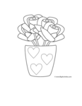 roses in vase with hearts
