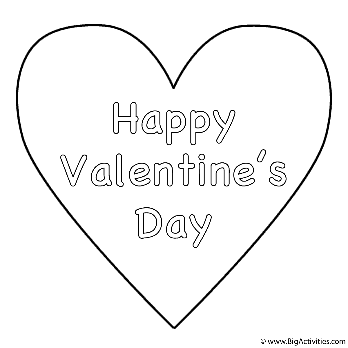 Simple Heart (Happy Valentine's Day) - Coloring Page (Valentine's Day)