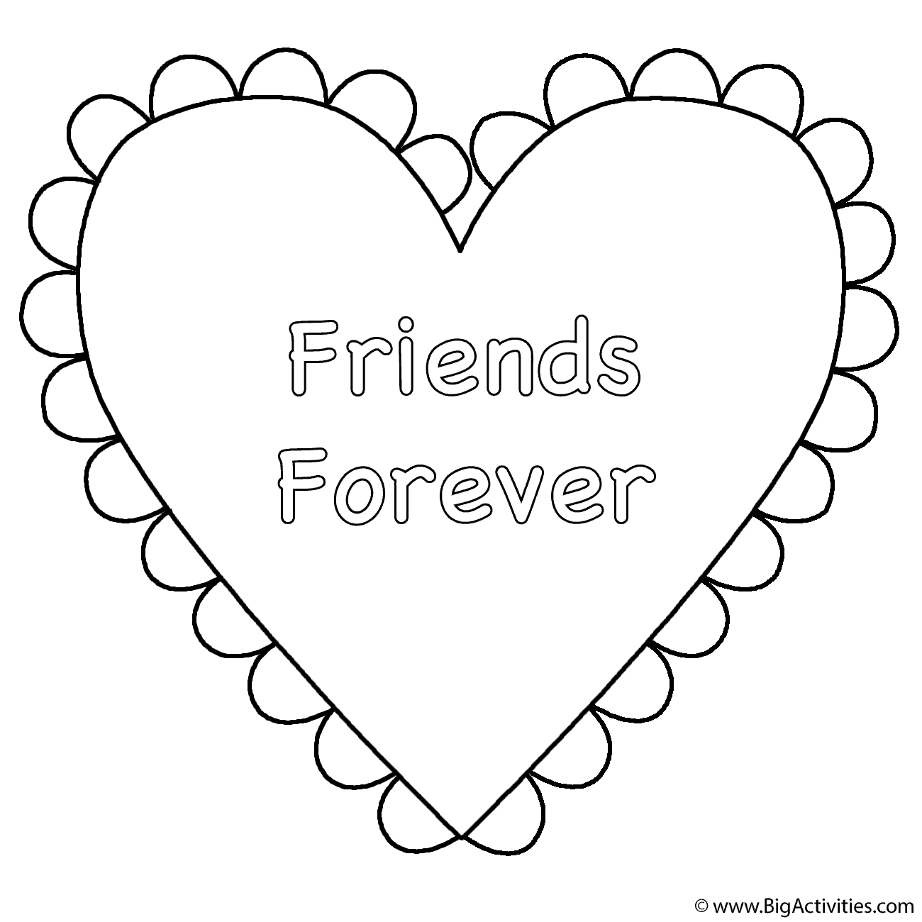 Heart (Friends Forever) - Coloring Page (Valentine's Day)