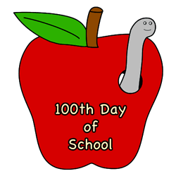 apple with worm for 100th day of school