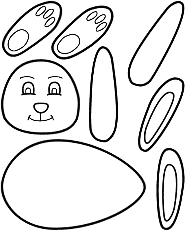 Easter Bunny Paper Craft Black And White Template 
