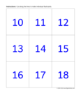numbers 10 to 18 (blue)