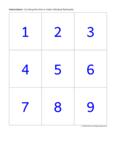 numbers 1 to 9 (blue)