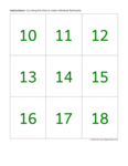numbers 10 to 18 (green)