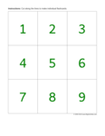 numbers 1 to 9 (green)