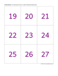 numbers 19 to 27 (purple)