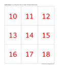 numbers 10 to 18 (red)