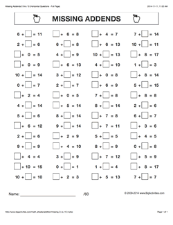 1 Worksheets Grade   (Horizontal ks2 problems Addition) addition number Math  missing