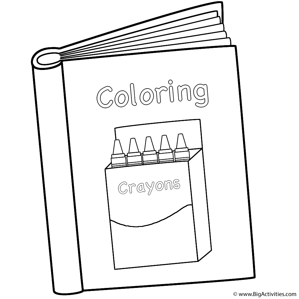 Coloring Book with Box of Crayons - Coloring Page (Back to School)