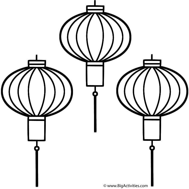 Chinese Lanterns Coloring Page Chinese New Year 