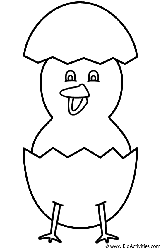 Baby Chick Hatching with Shell and Legs - Coloring Page (Easter)