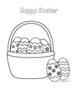 easter basket with easter eggs and two eggs