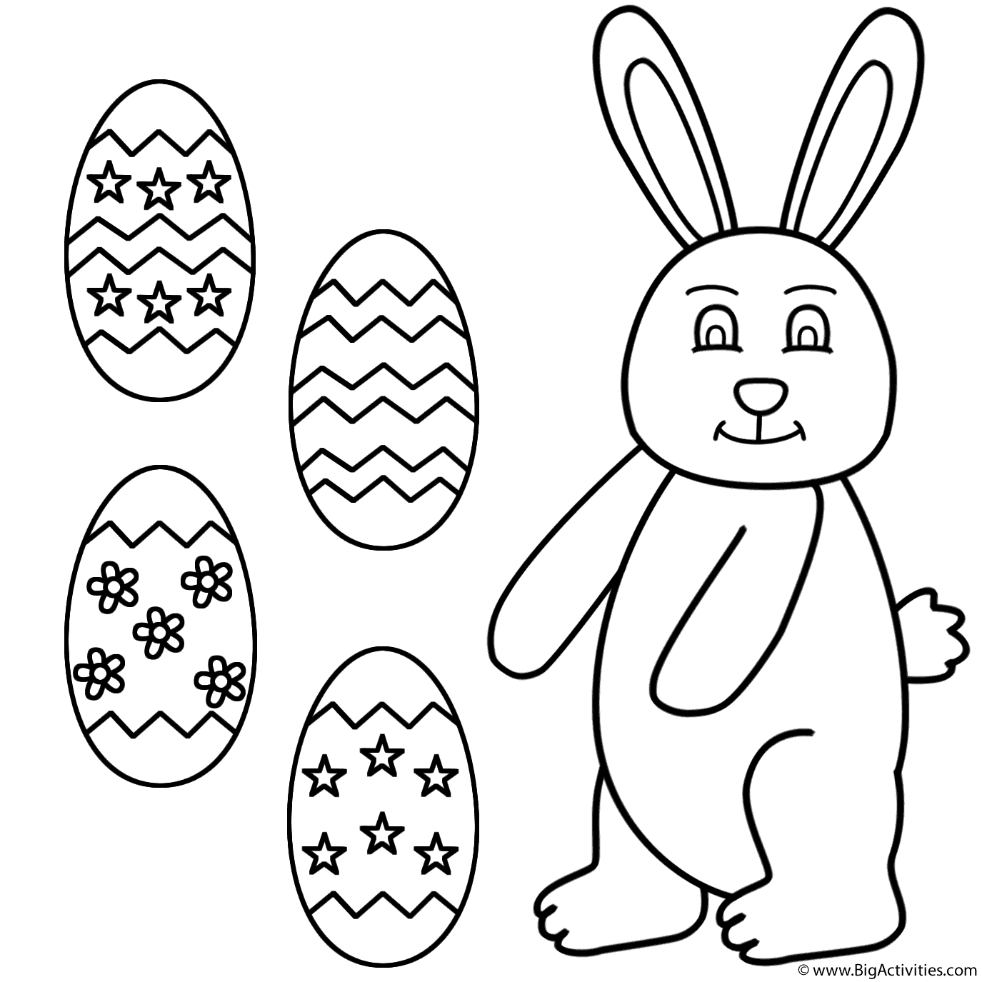 Download Easter Bunny with Easter Eggs - Coloring Page (Easter)
