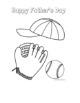 baseball cap, glove and ball