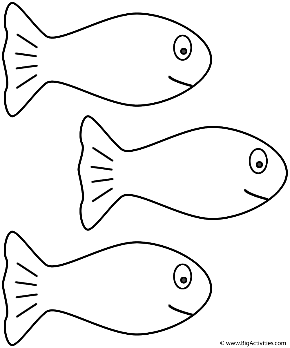 Three Goldfish Coloring Page