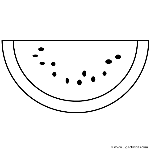 Watermelon Slice Coloring Page (Fruits and Vegetables)