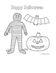 mummy with pumpkin/jack-o-lantern and bat