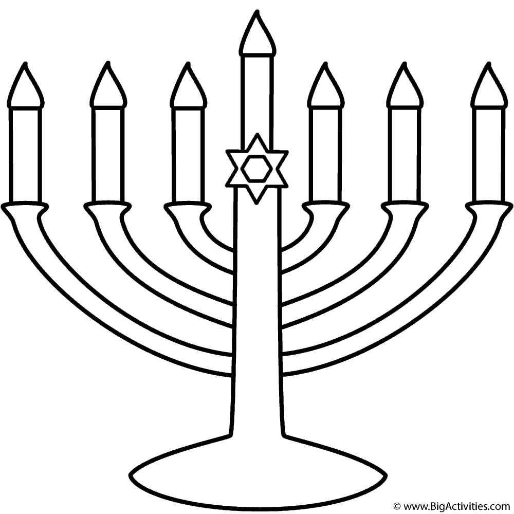 Download Menorah with seven candles - Coloring Page (Hanukkah)