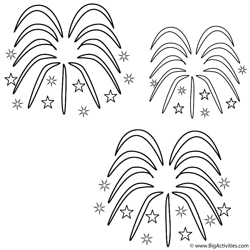 Fireworks - Coloring Page (Independence Day)