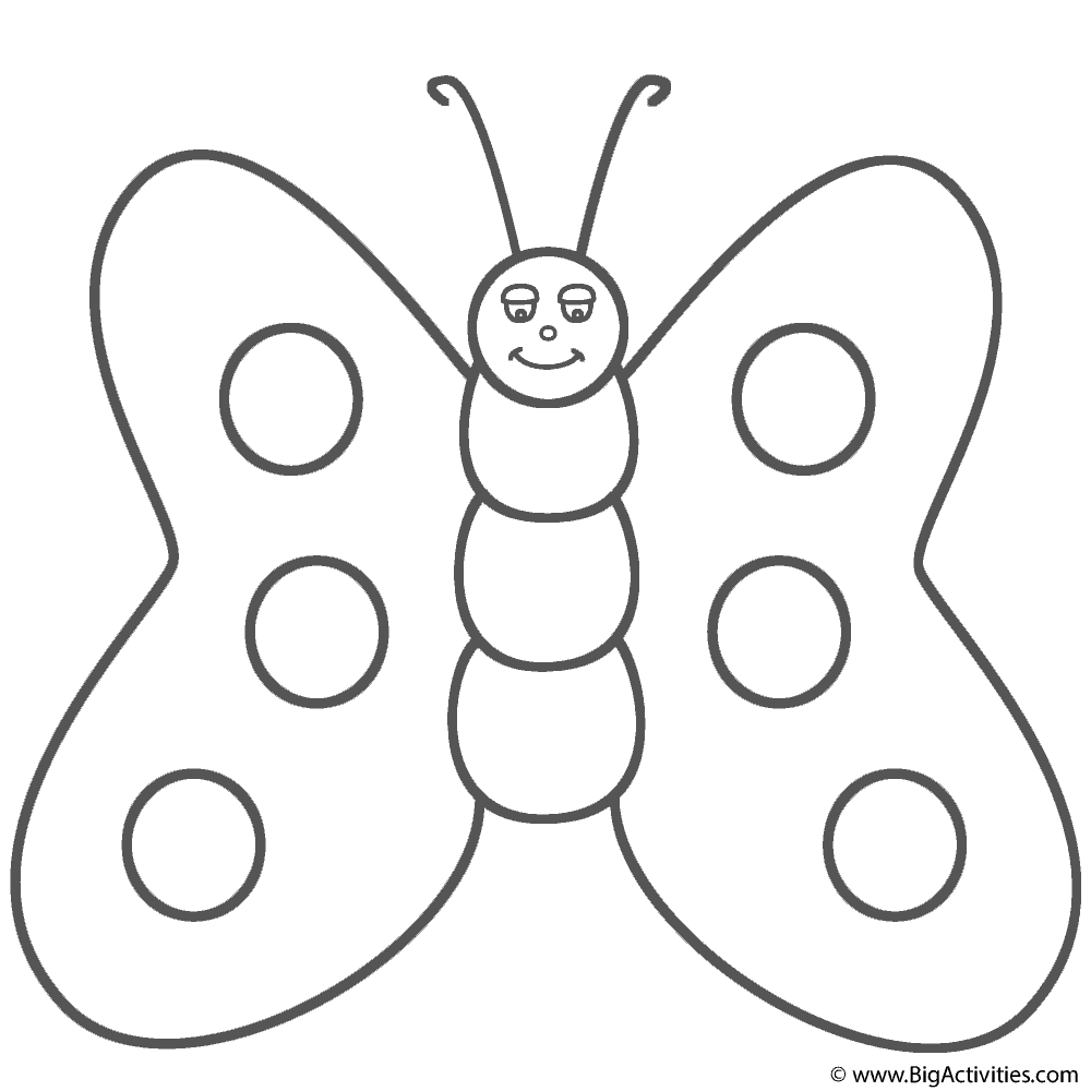 Butterfly with Smile   Coloring Page Insects