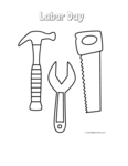 hammer, saw and wrench