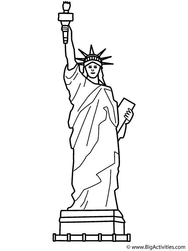 Statue of Liberty with theme Coloring Page (Memorial Day)