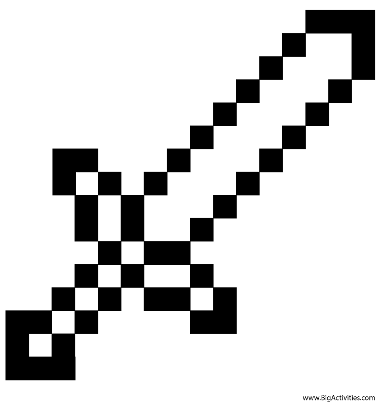 Minecraft Sword Coloring Page (Minecraft)