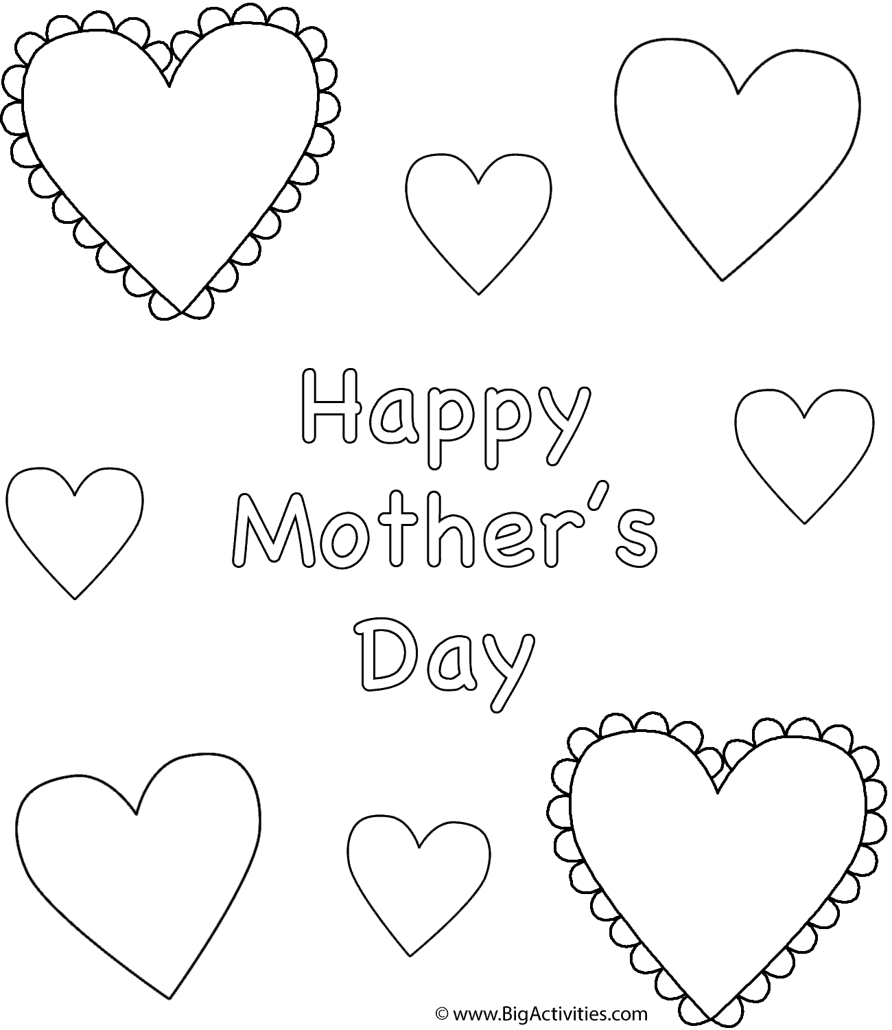 Eight Hearts - Coloring Page (Mother's Day)