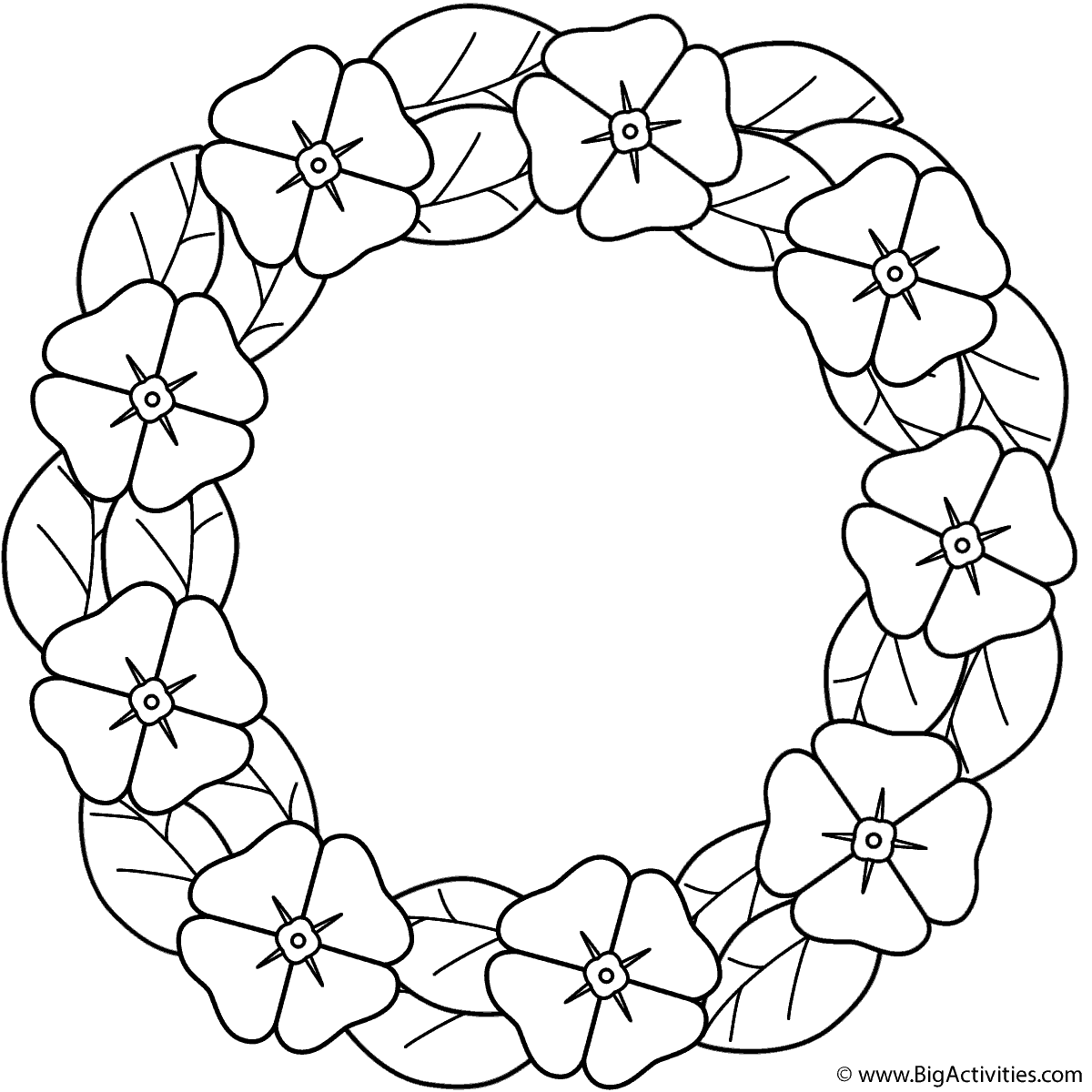 Poppy wreath Coloring Page (Remembrance Day)