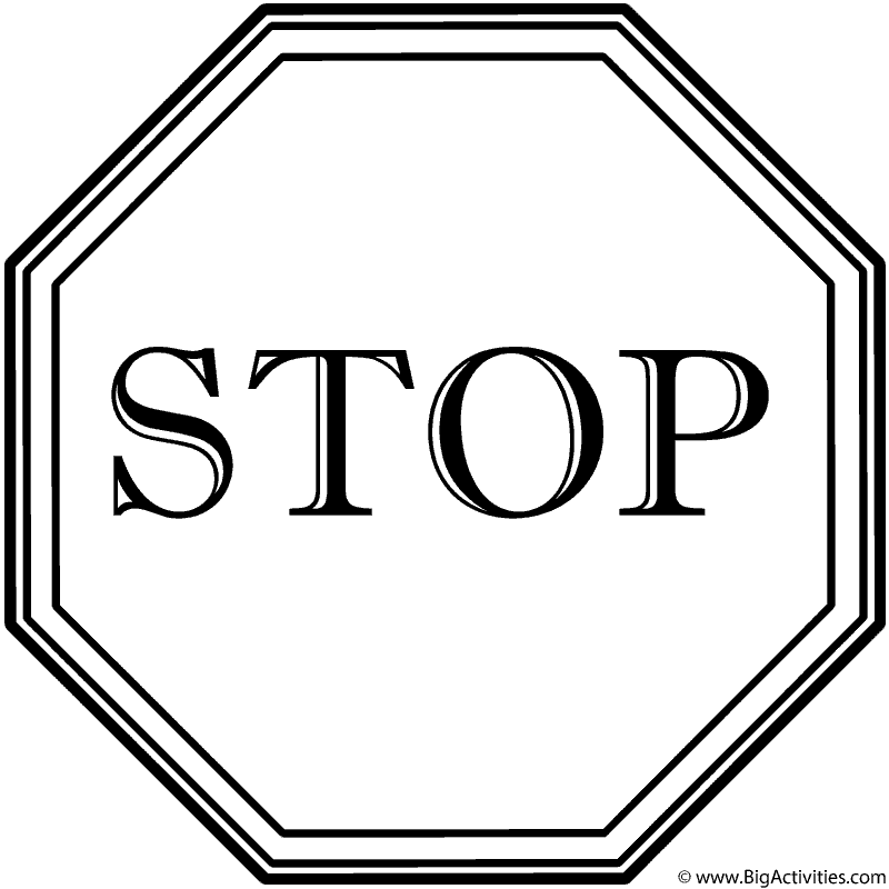 stop sign with thick border coloring page safety