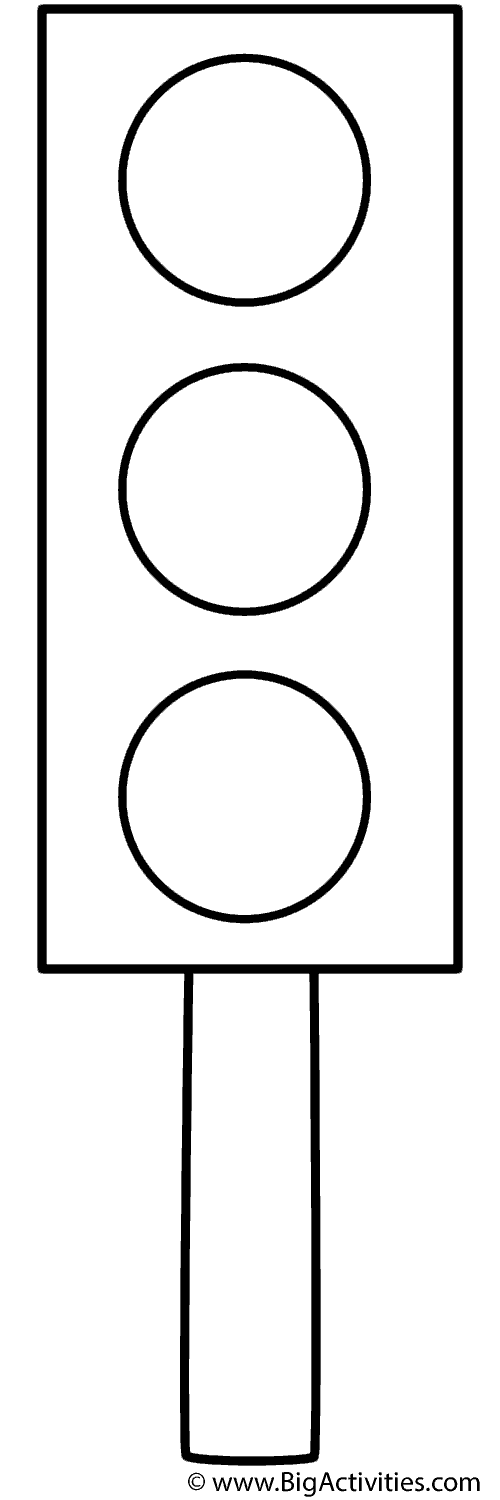 Traffic Light on Post Coloring Page (Safety)