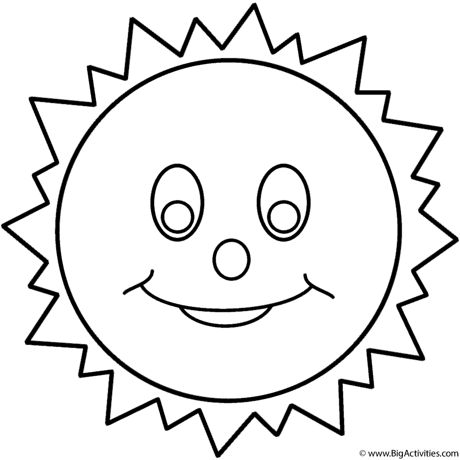 Smiling Sun - Coloring Page (Space)