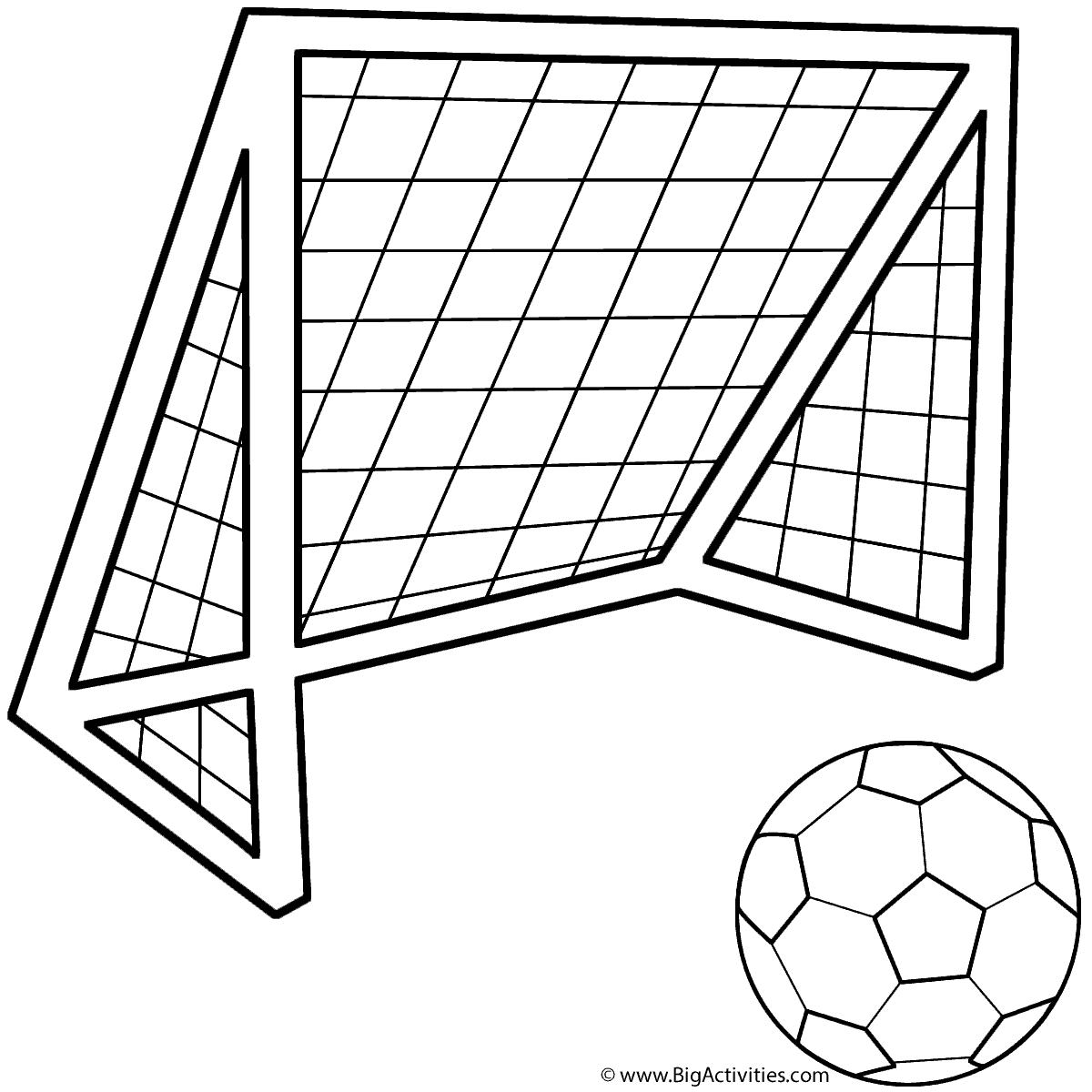 Soccer Ball With Soccer Net Coloring Page Sports