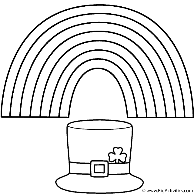 rainbow with leprechaun hat  coloring page st patrick's day