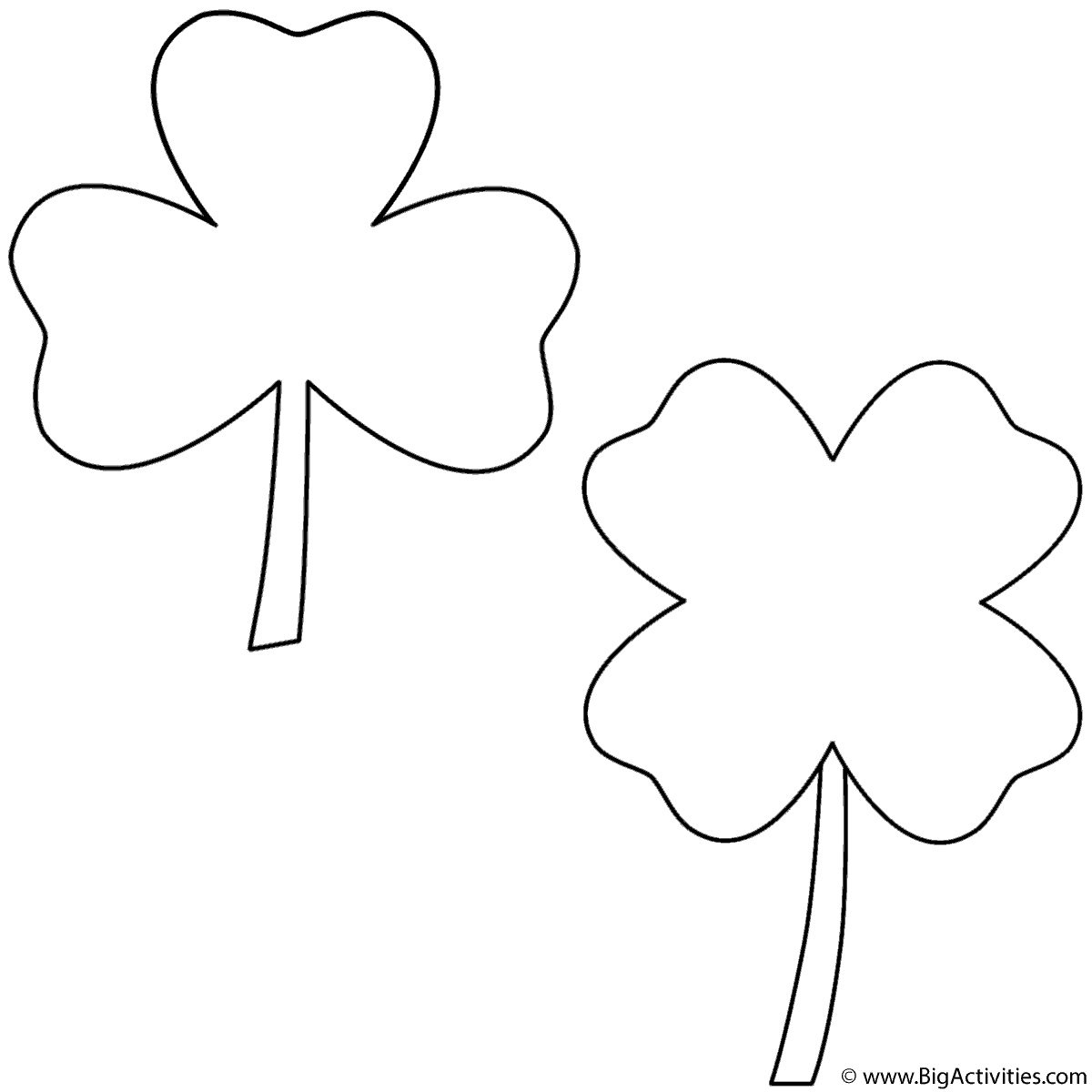 Three Leaf Clover And Four Leaf Clover Coloring Page St Patrick S Day
