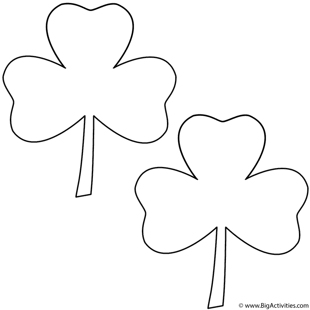 Three Leaf Clovers (2 clovers) Coloring Page (St. Patrick's Day)