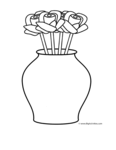 roses in curved vase