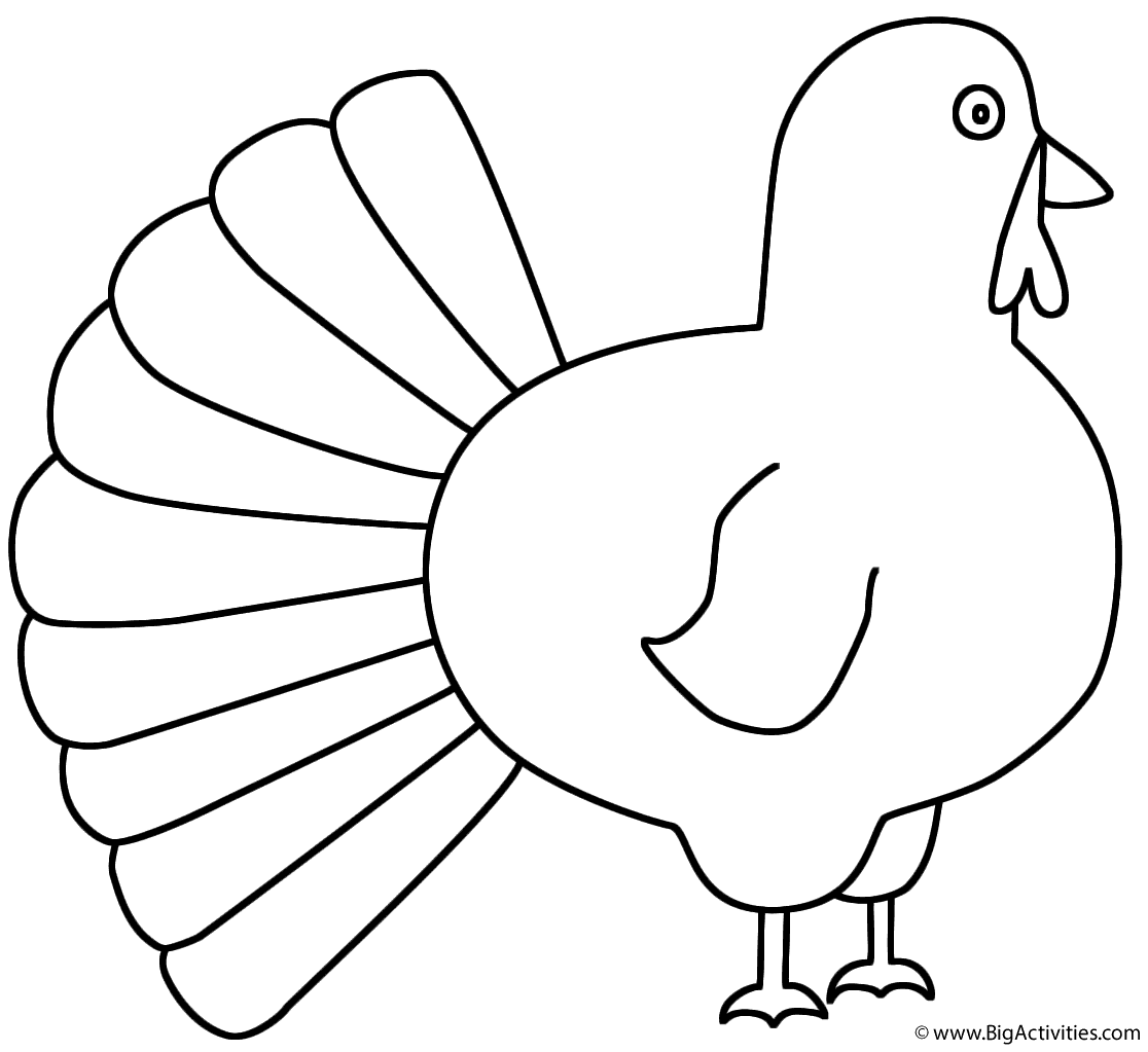 Download Turkey (Side) - Coloring Page (Thanksgiving)