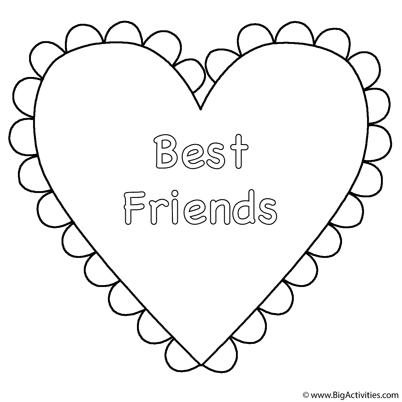 Heart Best Friends   Coloring Page Valentine's Day