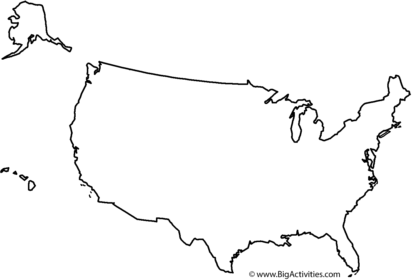 Download Map of the United States with title - Coloring Page ...